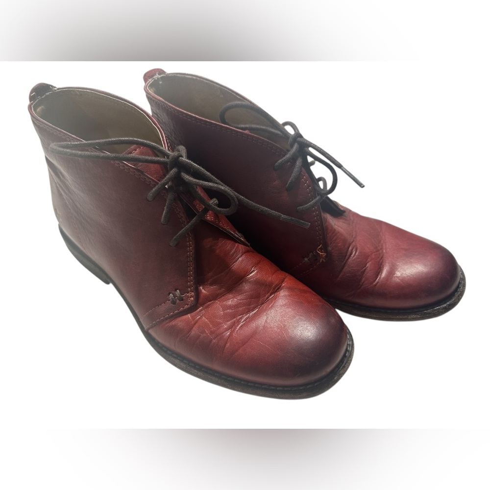 Frye‎ phillip Chukka leather boots in burgundy size 6 B2